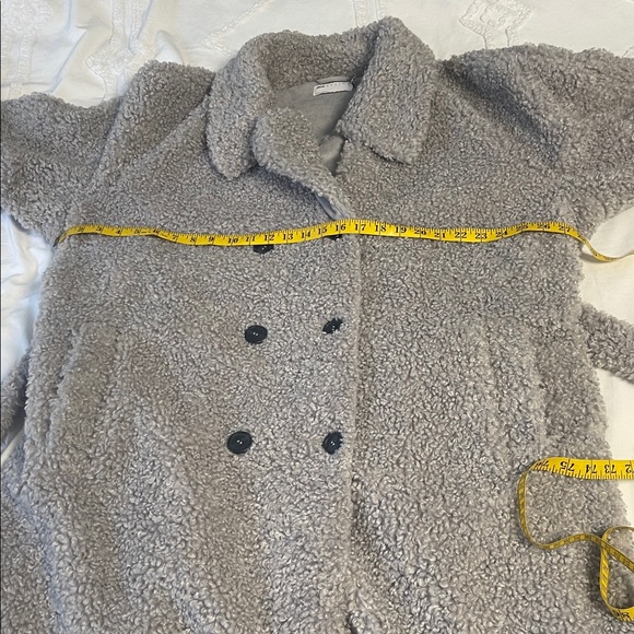 ASOS DESIGN Curve bonded shearling trench coat in grey Size 16 Long Teddy Coat - Picture 11 of 13